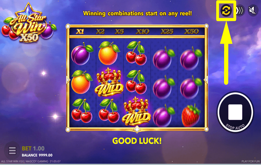 All Star Win X50 START AUTOPLAY.