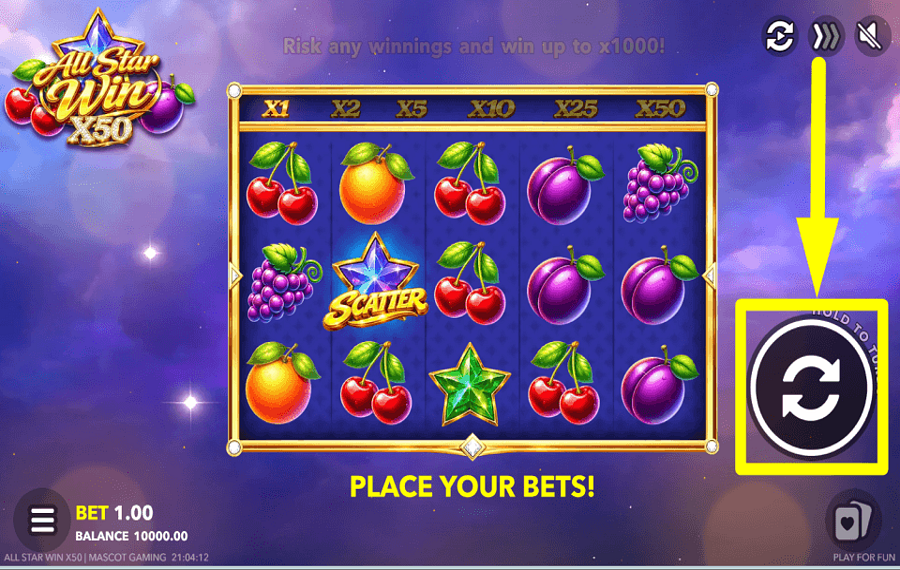 All Star Win X50 SPIN THE REELS.