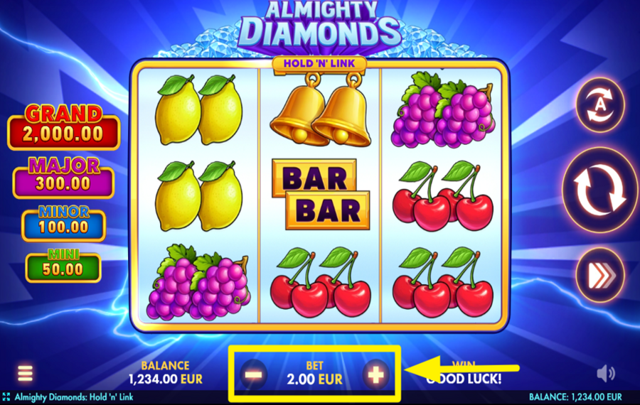 Almighty Diamonds Hold N Link ВЫБЕРИТЕ ОБЩУЮ СТАВКУ.