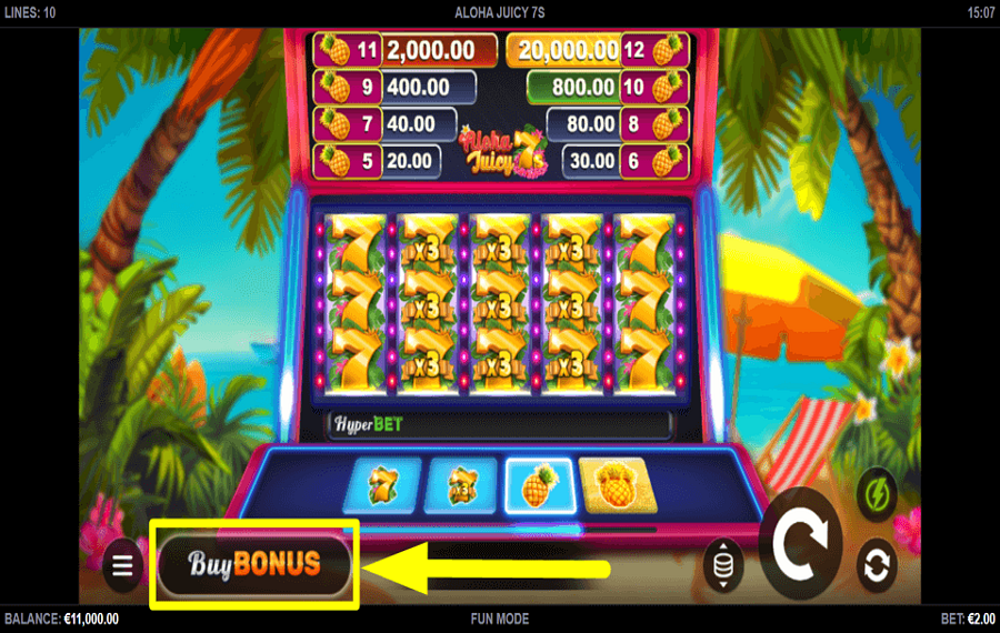 Aloha Juicy 7s ПОЛУЧИТЕ ДОПОЛНИТЕЛЬНЫЕ ВРАЩЕНИЯ.