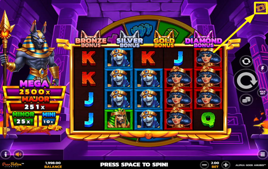 Alpha Gods Anubis SCHALTE BONUSFUNKTIONEN FREI.