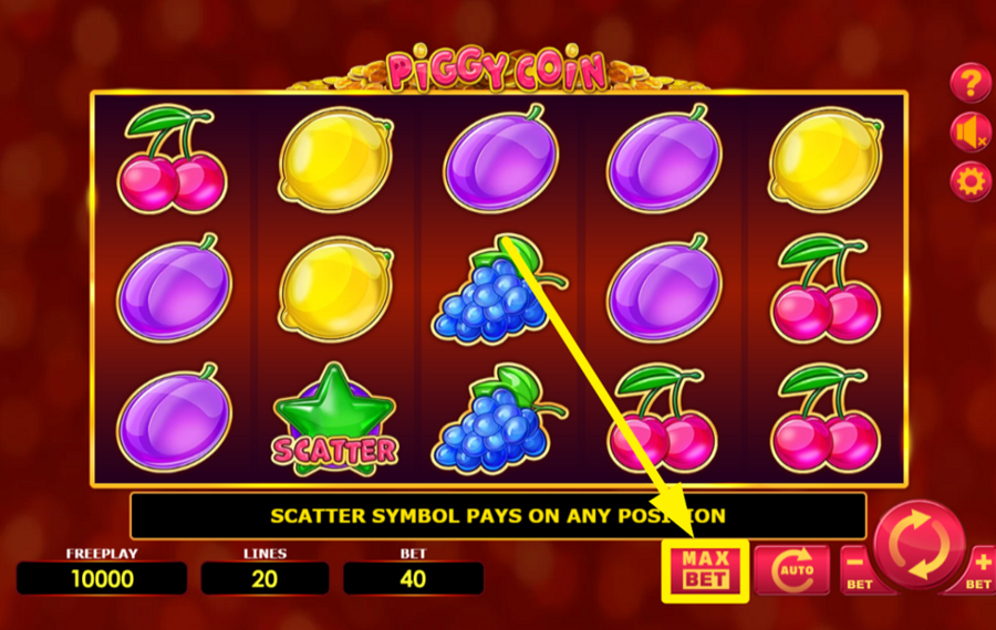 Amatic Industries Piggy Coin ADJUST THE WAGER TO THE MAXIMUM.