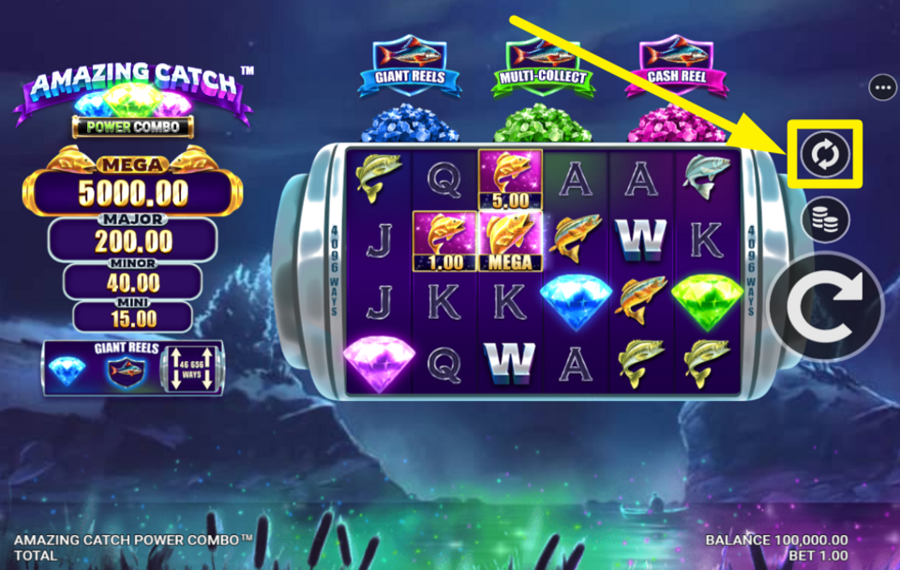 Amazing Catch Power Combo ВКЛЮЧИТЕ АВТОМАТИЧЕСКИЙ ВОСПРОИЗВЕДЕНИЕ.