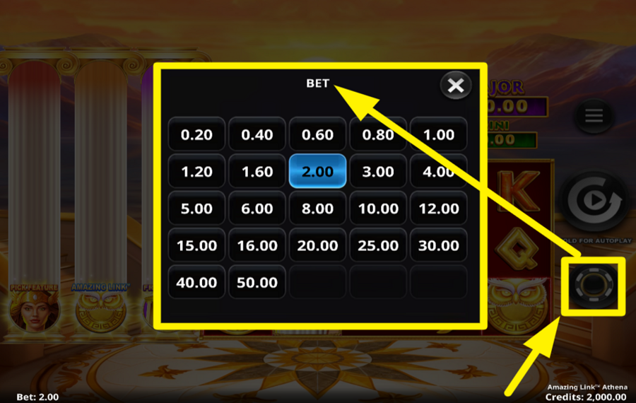 Amazing Link Athena SÉLECTIONNEZ VOTRE MONTANT DE PARI.
