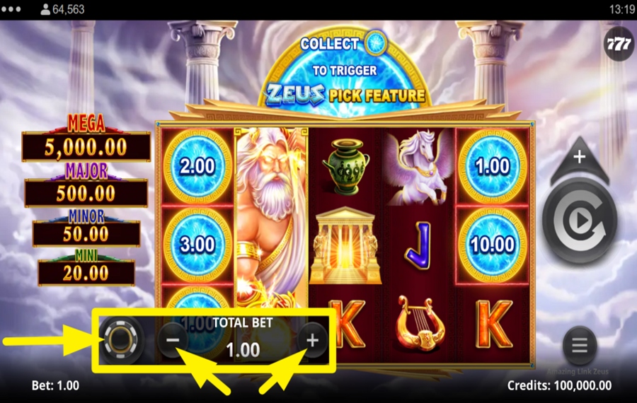 Amazing Link Zeus ATTRIBUER UNE VALEUR DE PARI.