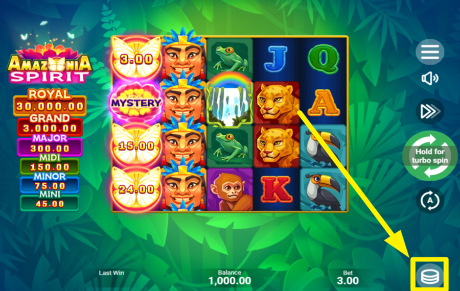 Amazonia Spirit ВЫБЕРИТЕ СУММУ СТАВКИ.