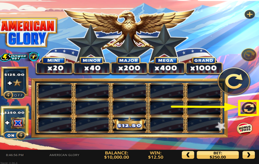 American Glory ВЫБЕРИТЕ АВТОМАТИЧЕСКИЕ ВРАЩЕНИЯ.