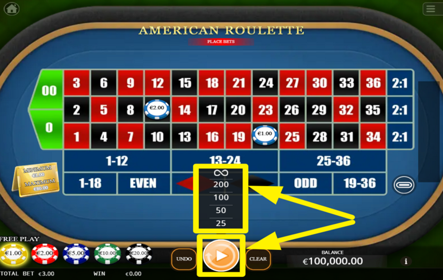 American Roulette UTILISER LA LECTURE AUTOMATIQUE.