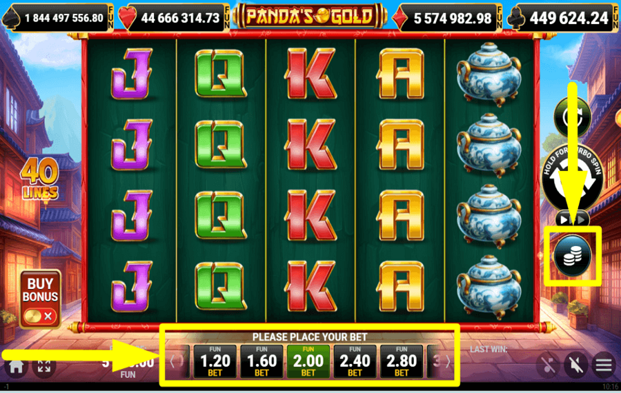 Amusnet Interactive Pandas Gold ADJUST YOUR WAGER.