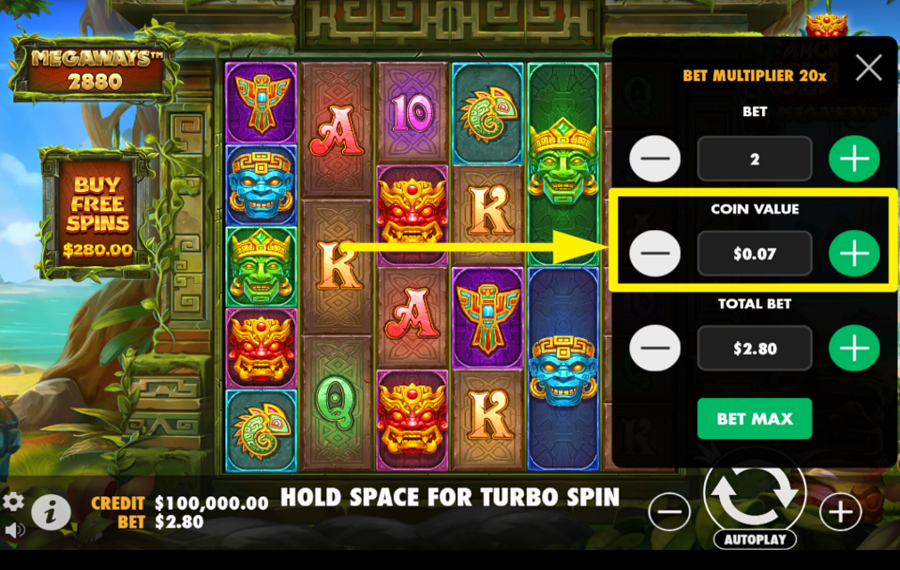 Ancient Island Megaways SELECT A COIN VALUE.