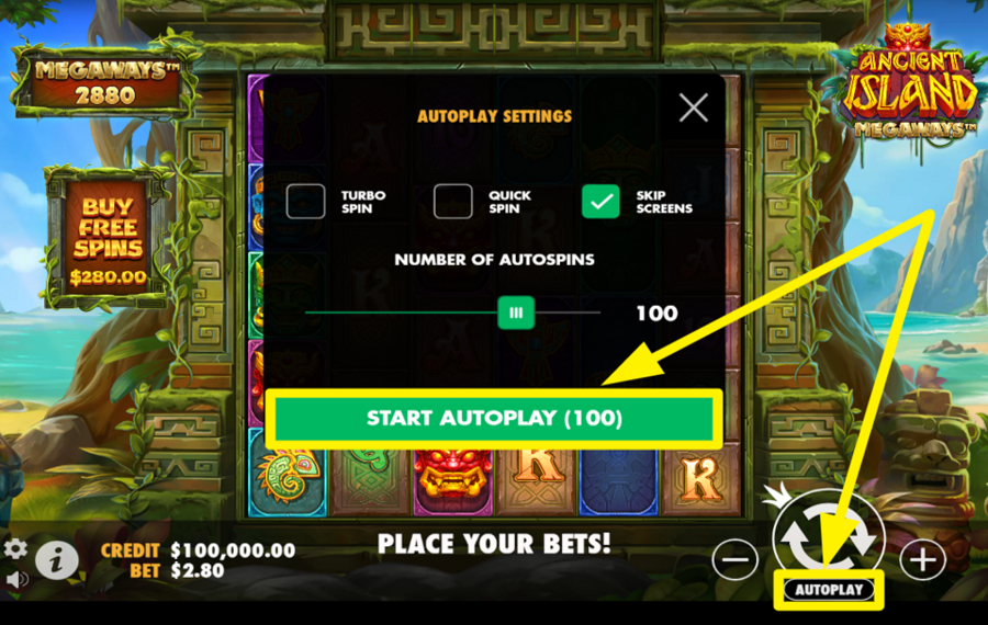 Ancient Island Megaways CHOOSE AUTOMATIC SPINS.