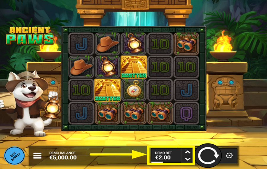 Ancient Paws DETERMINE YOUR BET AMOUNT.