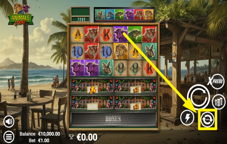 Animals Strike ЗАПУСК АВТОМАТИЧЕСКИХ ВРАЩЕНИЙ.