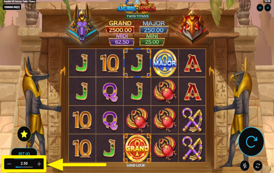 Anubis VS Horus Twin Titans DÉTERMINEZ LE MONTANT DE VOTRE MISE.