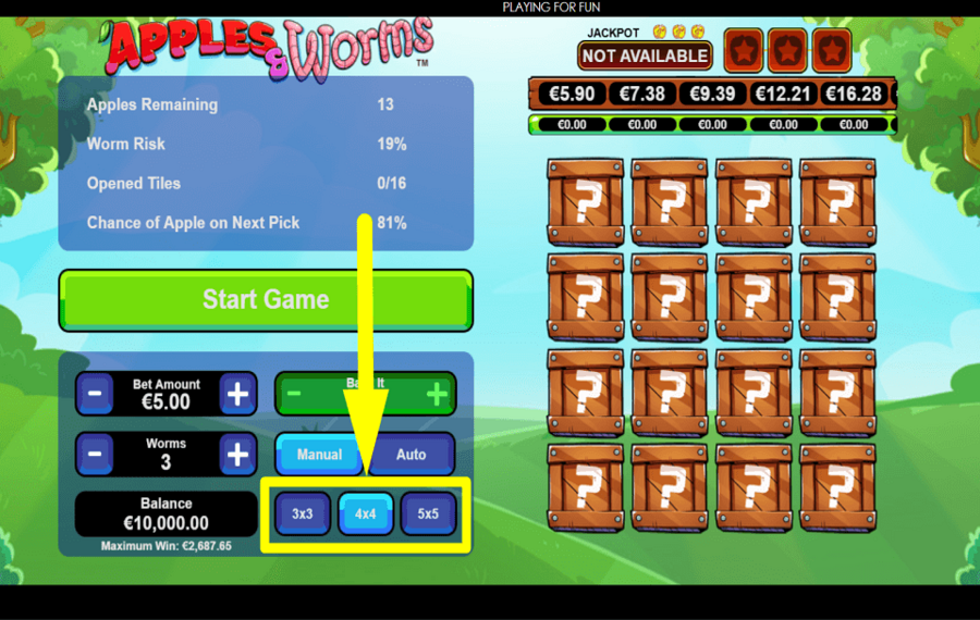 Apples and Worms PREPARAR EL CAMPO.