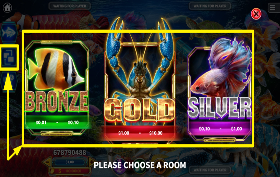 Aqua Dominion CHOOSE A GAME ROOM.