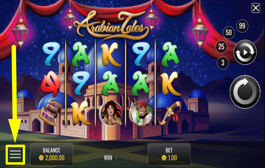 Arabian Tales EXPLOREZ L'ONGLET PARAMÈTRES.