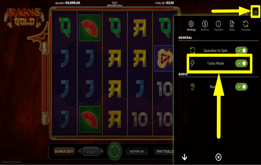 Arcadem Dragons Gold УСКОРЬТЕ ИГРУ.