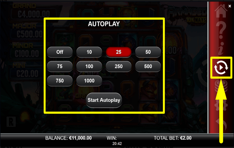 Armageddon 10k Ways START AUTOPLAY.