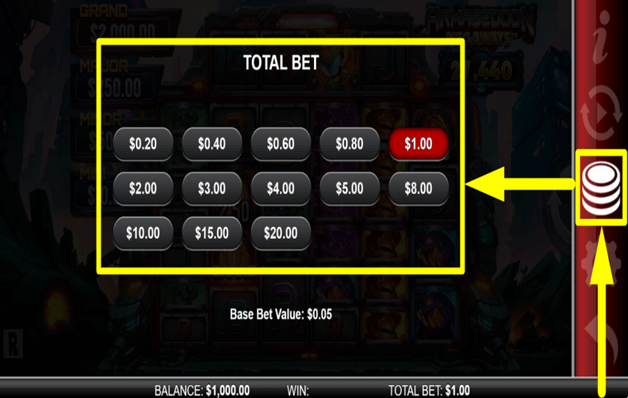 Armageddon Megaways DECIDE YOUR BET VALUE.