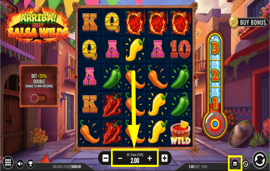 Arriba Heat Salsa Wilds CAST YOUR TOTAL BET.