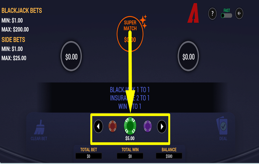 Arrows Edge Blackjack Switch DÉTERMINEZ VOTRE MISE.