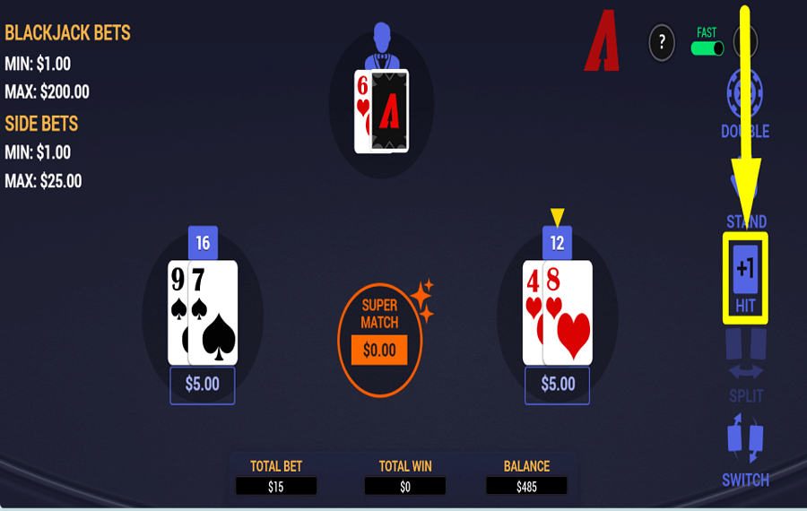 Arrows Edge Blackjack Switch PIOCHEZ PLUS DE CARTES.