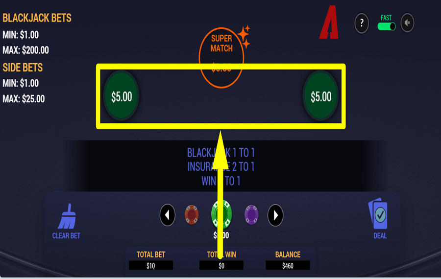 Arrows Edge Blackjack Switch CONFIRMEZ VOTRE PARI.