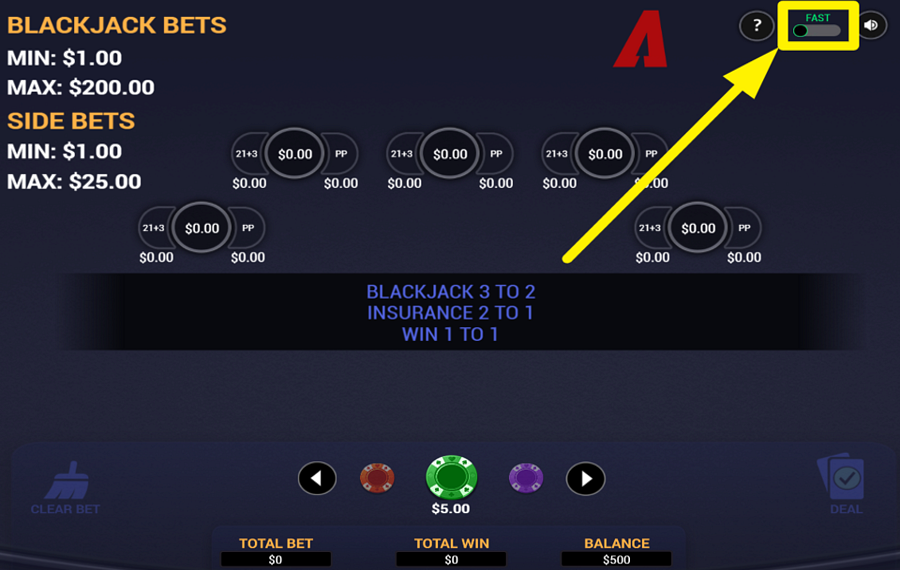 Arrows Edge Perfect Pairs Blackjack ИЗМЕНИТЕ СКОРОСТЬ.