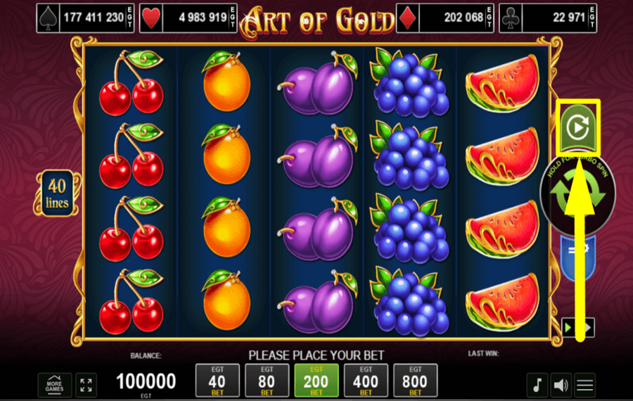 Art of Gold STARTEN SIE AUTOMATISCHE SPINS.