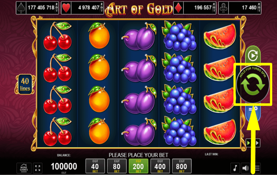 Art of Gold DREHEN SIE DIE ROLLEN.