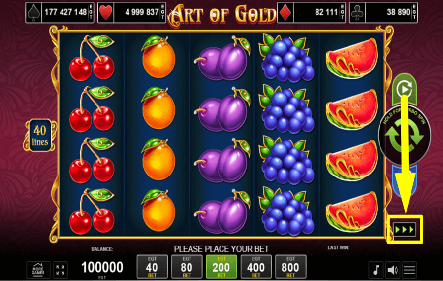 Art of Gold BESCHLEUNIGEN SIE DAS SPIEL.