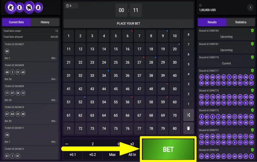 Astriona Keno 8 TENTATIVE DE GAGNER.