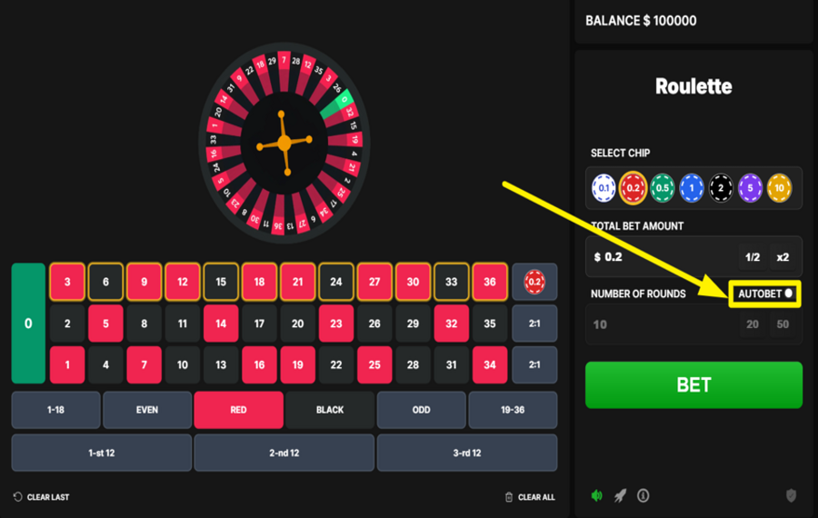 Astriona Roulette ACTIVER LE PARI AUTOMATIQUE.