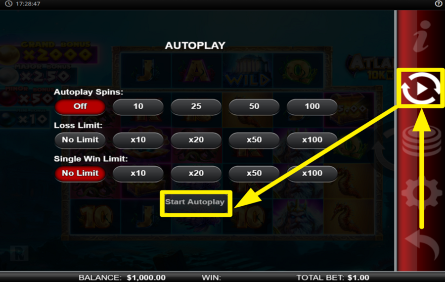 Atlantis 10K Ways USE AUTOMATED SPINS.