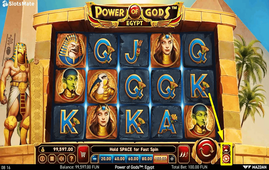 Power of Gods Egypt Использование дополнительных функций «Автозапуск» и «Турбо».