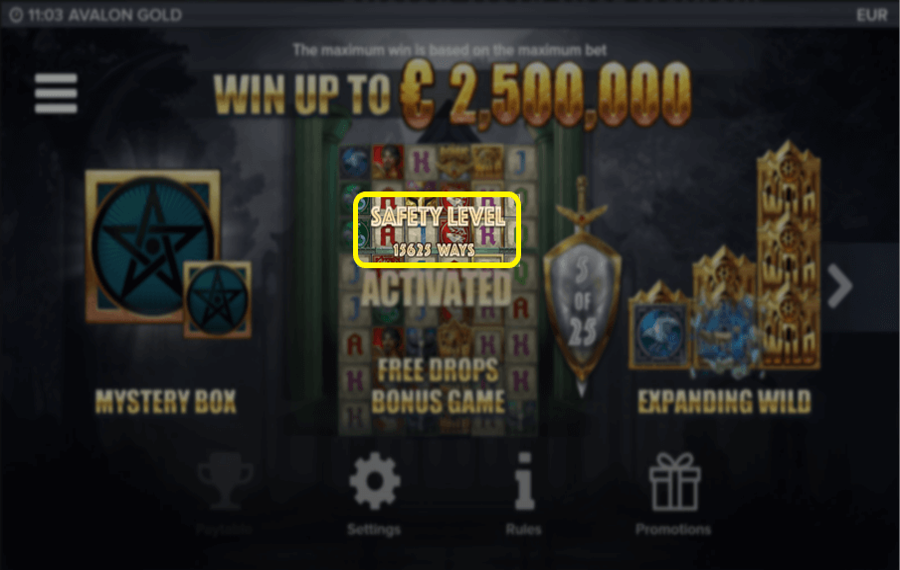 Avalon Gold Выберите количество линий выплат