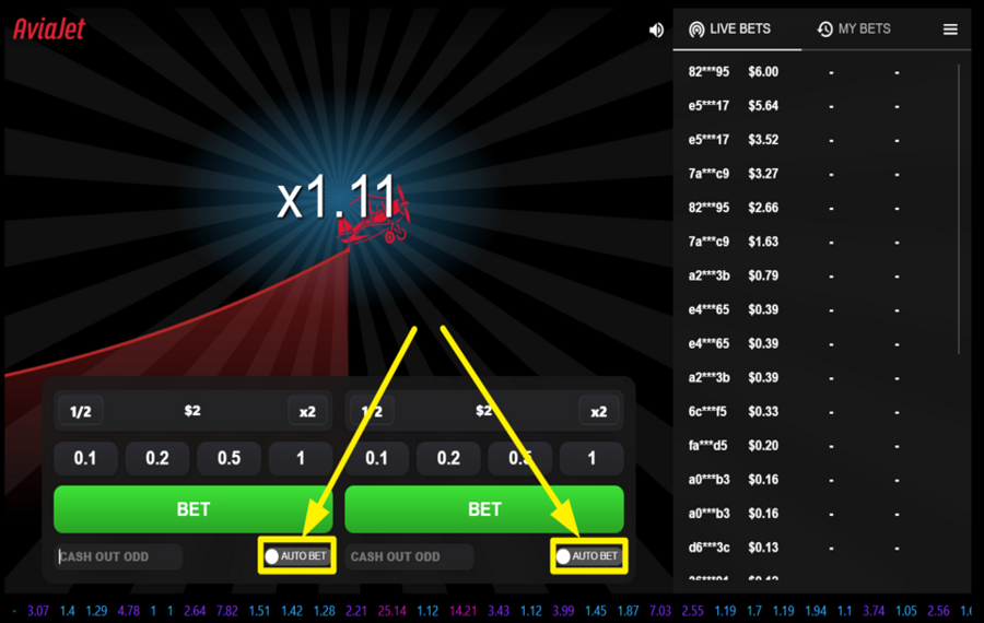 Avia Jet UTILIZAR APUESTA AUTOMÁTICA.