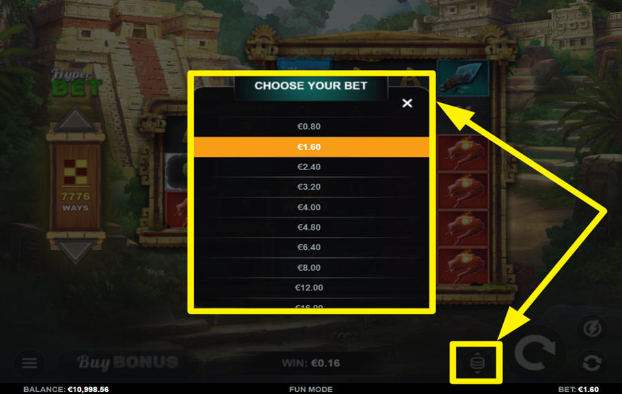 Aztec Apocalypse PrizeMatch SELECT YOUR WAGER AMOUNT.