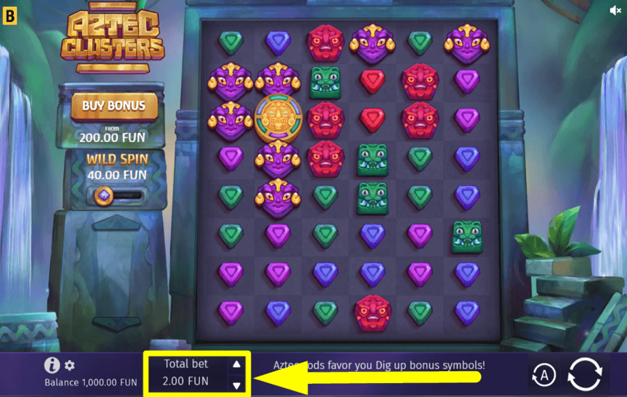 Aztec Clusters ATTRIBUER UNE VALEUR DE PARI.