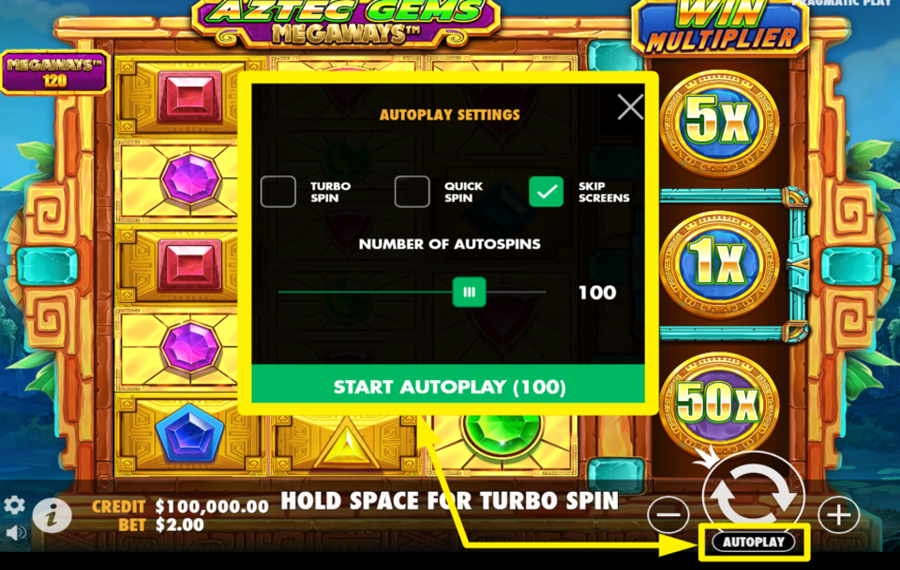 Aztec Gems Megaways USE THE AUTOPLAY FEATURE.