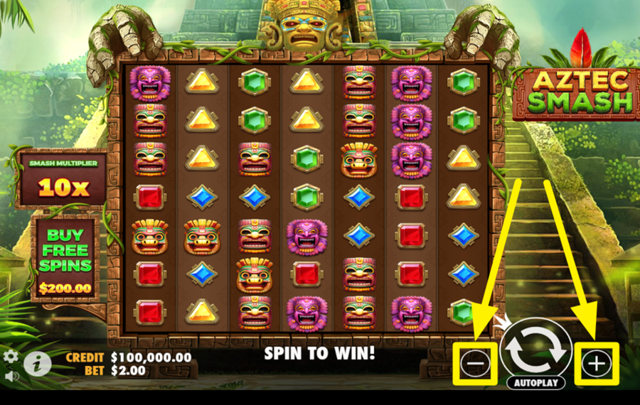 Aztec Smash SET YOUR STAKE.