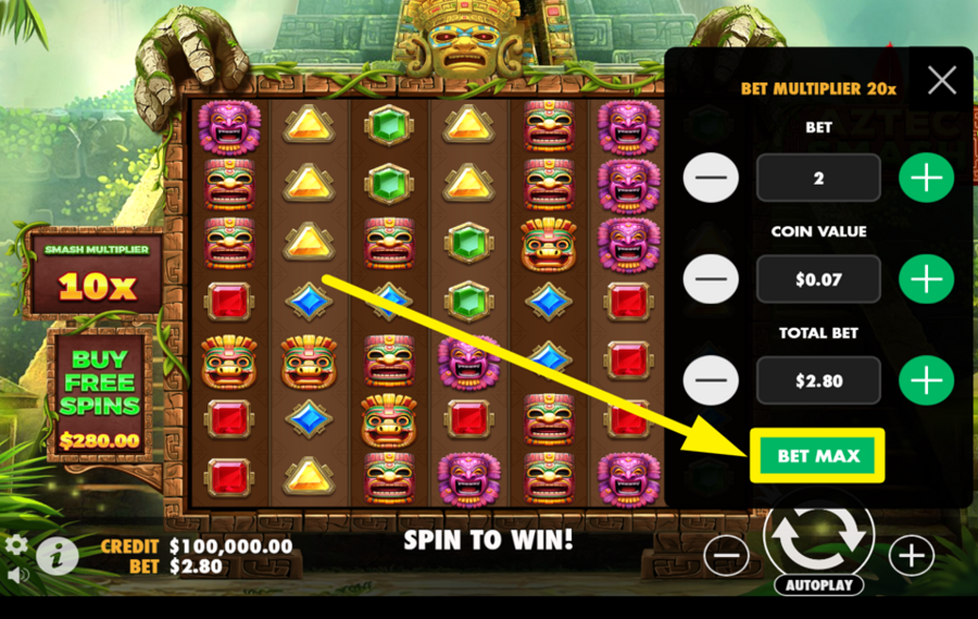Aztec Smash TARGET THE MAXIMUM BETTING VALUE.
