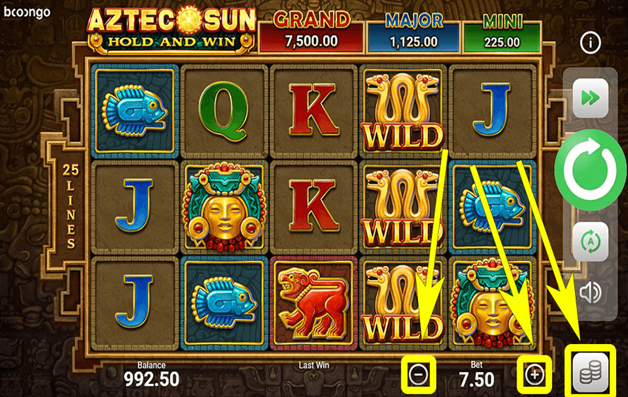 Aztec Sun Choose your bet amount.