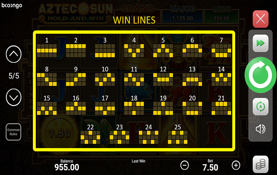 Aztec Sun Choose the paylines.