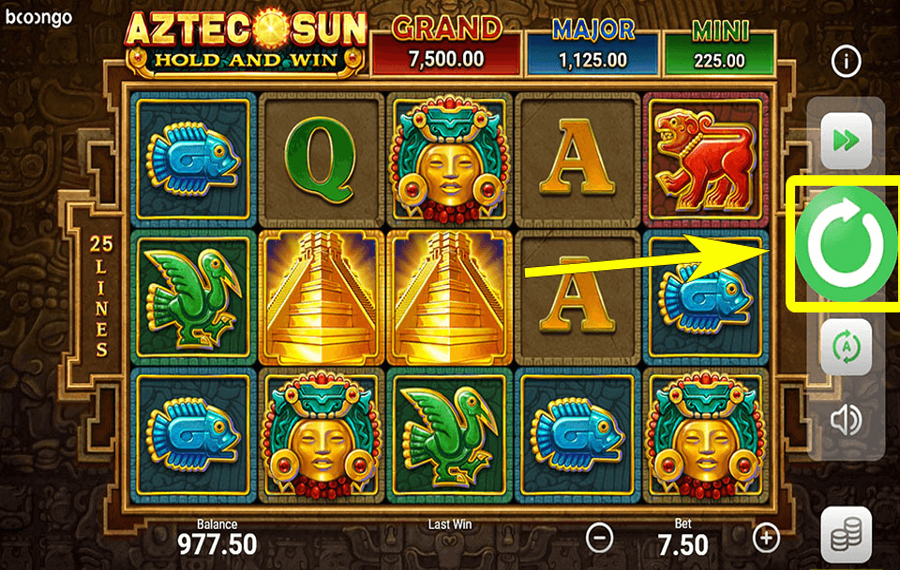 Aztec Sun Click/ tap the “Spin” button.