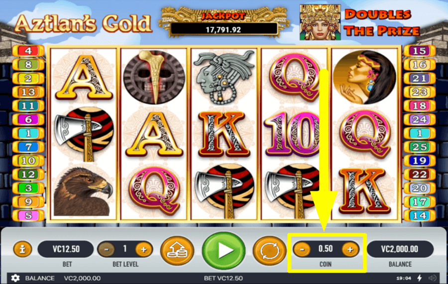 Aztlans Gold ATTRIBUER UNE VALEUR DE PIÈCE.