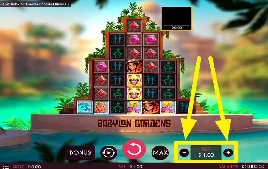 Babylon Gardens Ancient Wonders ASSEGNARE UN VALORE ALLA SCOMMESSA.