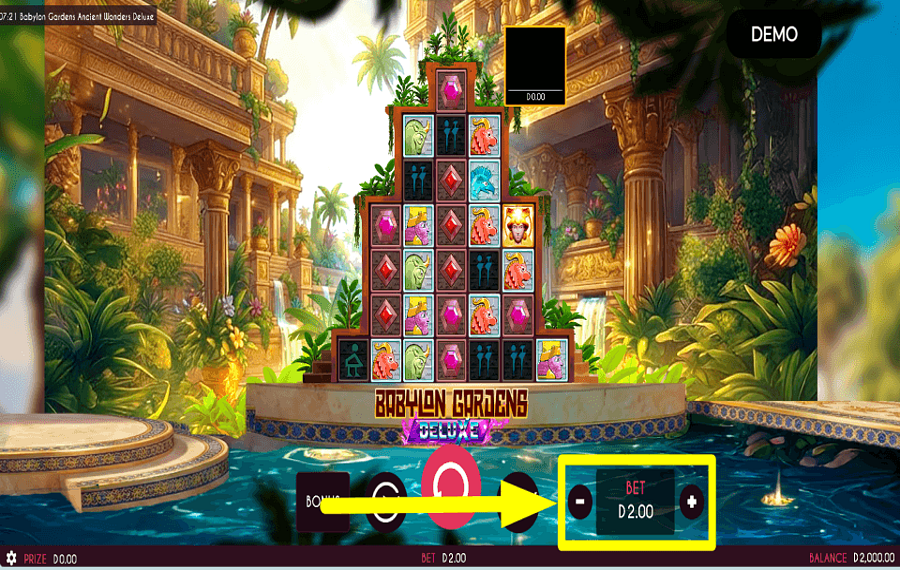 Babylon Gardens Ancient Wonders Deluxe DETERMINAR LA APUESTA.