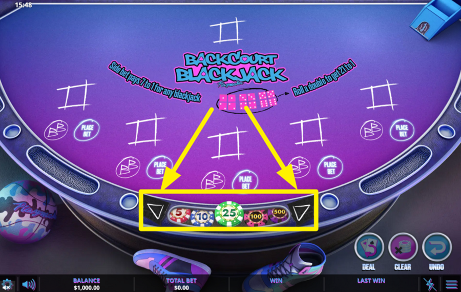 Backcourt Blackjack IMPOSTA L'IMPORTO DELLA TUA SCOMMESSA.